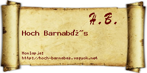 Hoch Barnabás névjegykártya